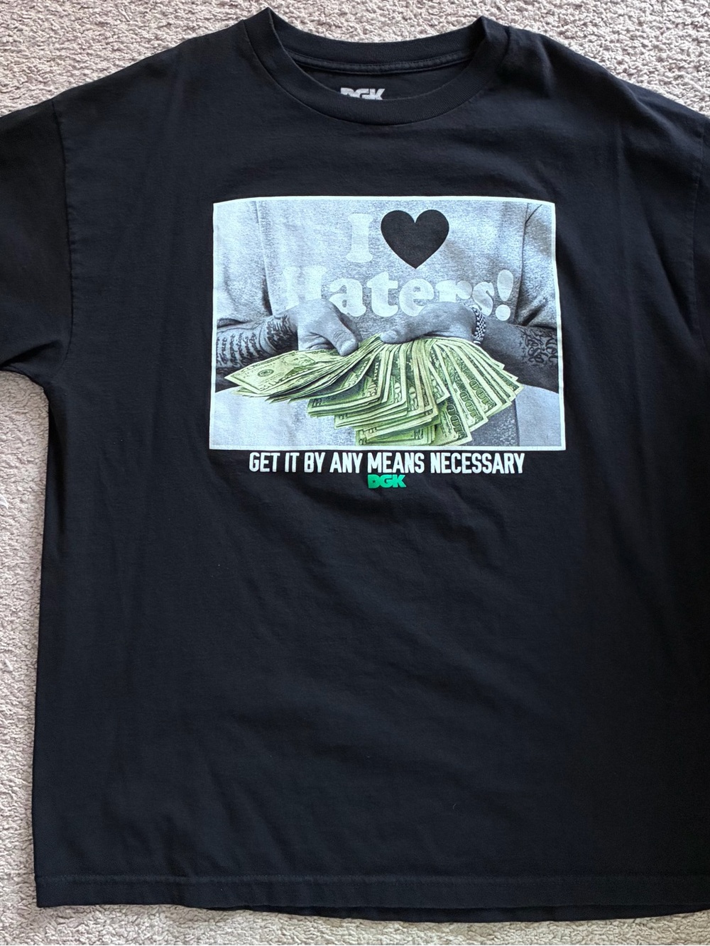 DGK Black Tee with Green Money Graphic